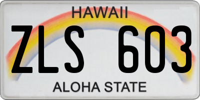HI license plate ZLS603