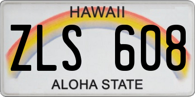 HI license plate ZLS608