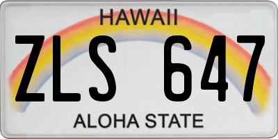 HI license plate ZLS647