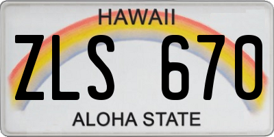 HI license plate ZLS670