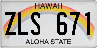 HI license plate ZLS671