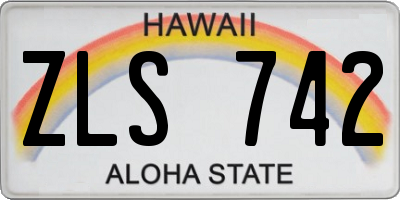 HI license plate ZLS742