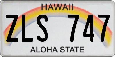 HI license plate ZLS747
