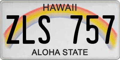 HI license plate ZLS757