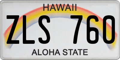 HI license plate ZLS760