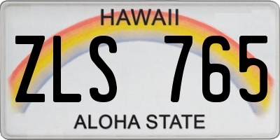 HI license plate ZLS765