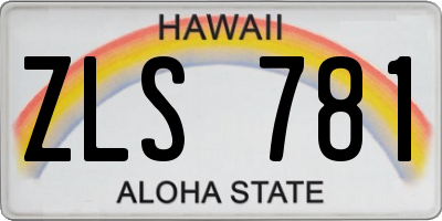 HI license plate ZLS781
