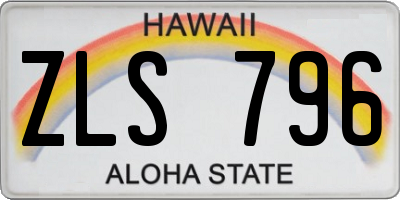 HI license plate ZLS796