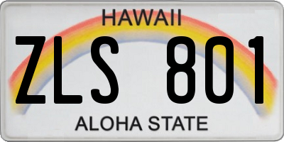 HI license plate ZLS801