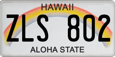 HI license plate ZLS802