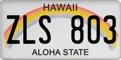 HI license plate ZLS803
