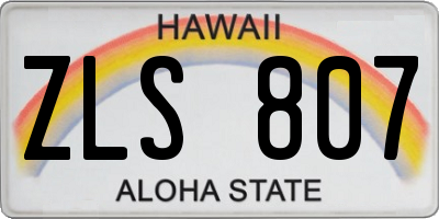 HI license plate ZLS807