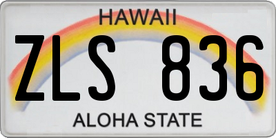 HI license plate ZLS836