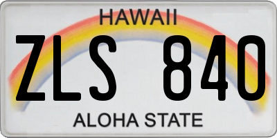 HI license plate ZLS840