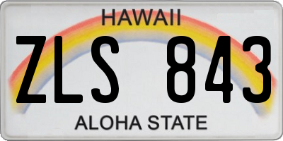 HI license plate ZLS843