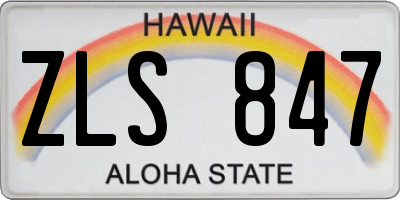 HI license plate ZLS847