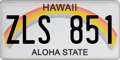 HI license plate ZLS851