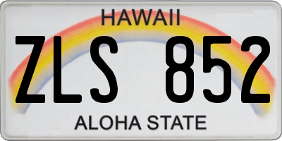 HI license plate ZLS852