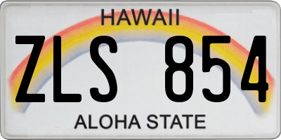 HI license plate ZLS854