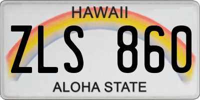 HI license plate ZLS860