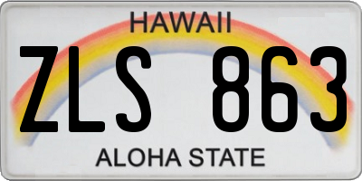 HI license plate ZLS863