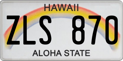 HI license plate ZLS870