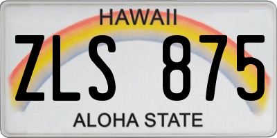 HI license plate ZLS875