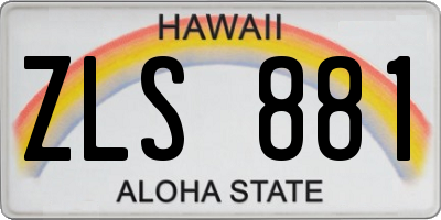 HI license plate ZLS881