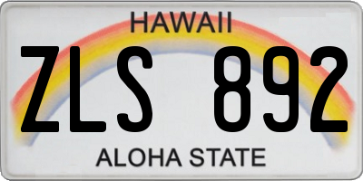 HI license plate ZLS892