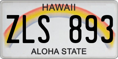 HI license plate ZLS893