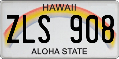 HI license plate ZLS908