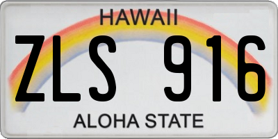 HI license plate ZLS916