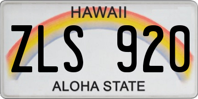 HI license plate ZLS920