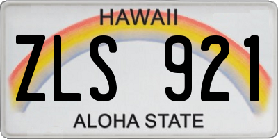 HI license plate ZLS921