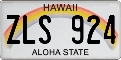 HI license plate ZLS924