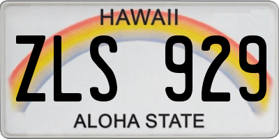 HI license plate ZLS929