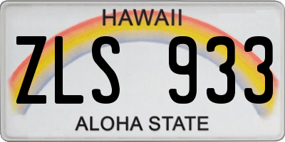 HI license plate ZLS933