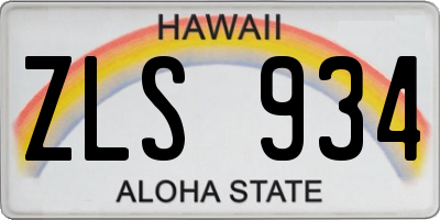 HI license plate ZLS934
