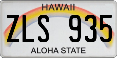 HI license plate ZLS935