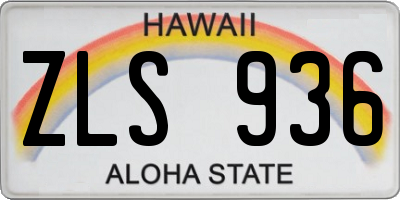 HI license plate ZLS936