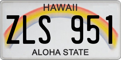 HI license plate ZLS951