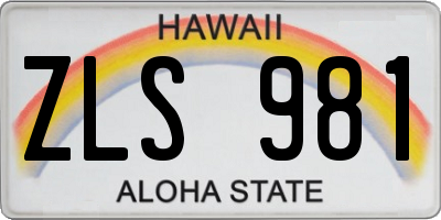 HI license plate ZLS981