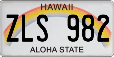 HI license plate ZLS982