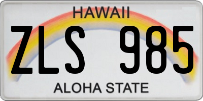 HI license plate ZLS985