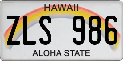HI license plate ZLS986