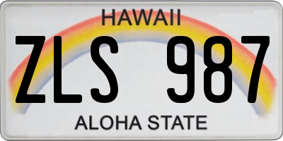 HI license plate ZLS987