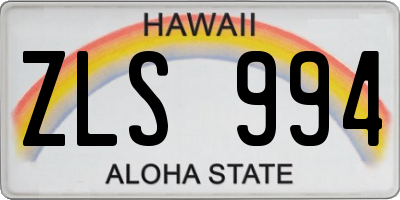 HI license plate ZLS994