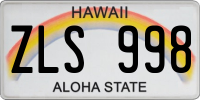 HI license plate ZLS998