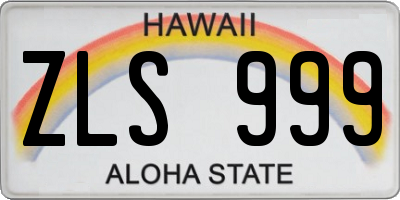 HI license plate ZLS999