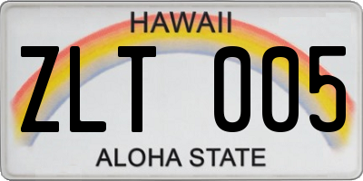 HI license plate ZLT005